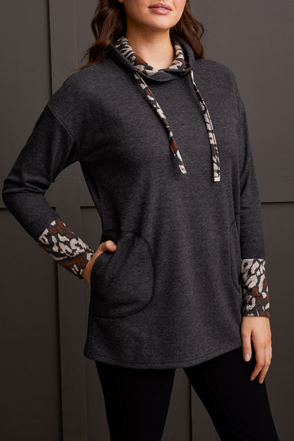 Cowl Neck Tunic Combo-H Black-5647O