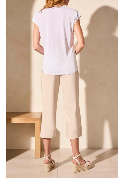 Cap Sleeve V Neck Top 2034O-White