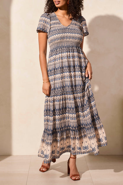 Short Sleeve Maxi Dress 2226O-Scubablue