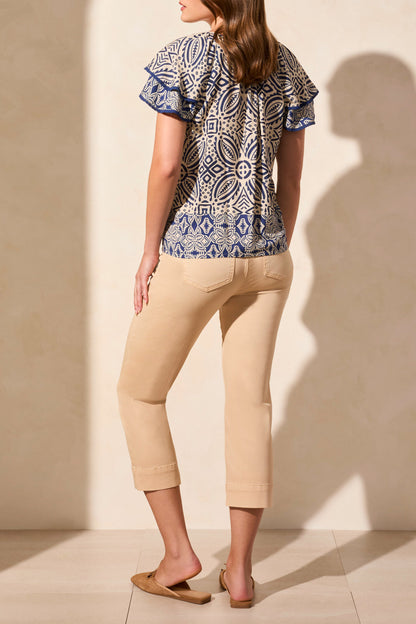 Flutter Sleeve Blouse 2163O - Safari