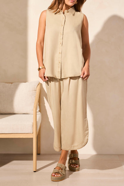 Flowy Sleeveless Shirt 5789O - DustySand