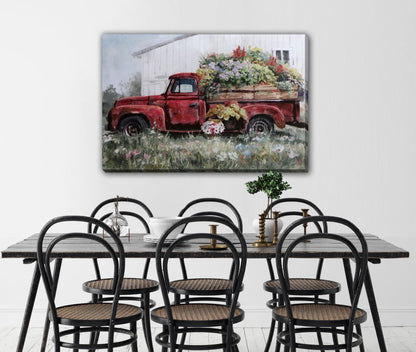 Red Truck w/ Blooms 24x35 WDO2341