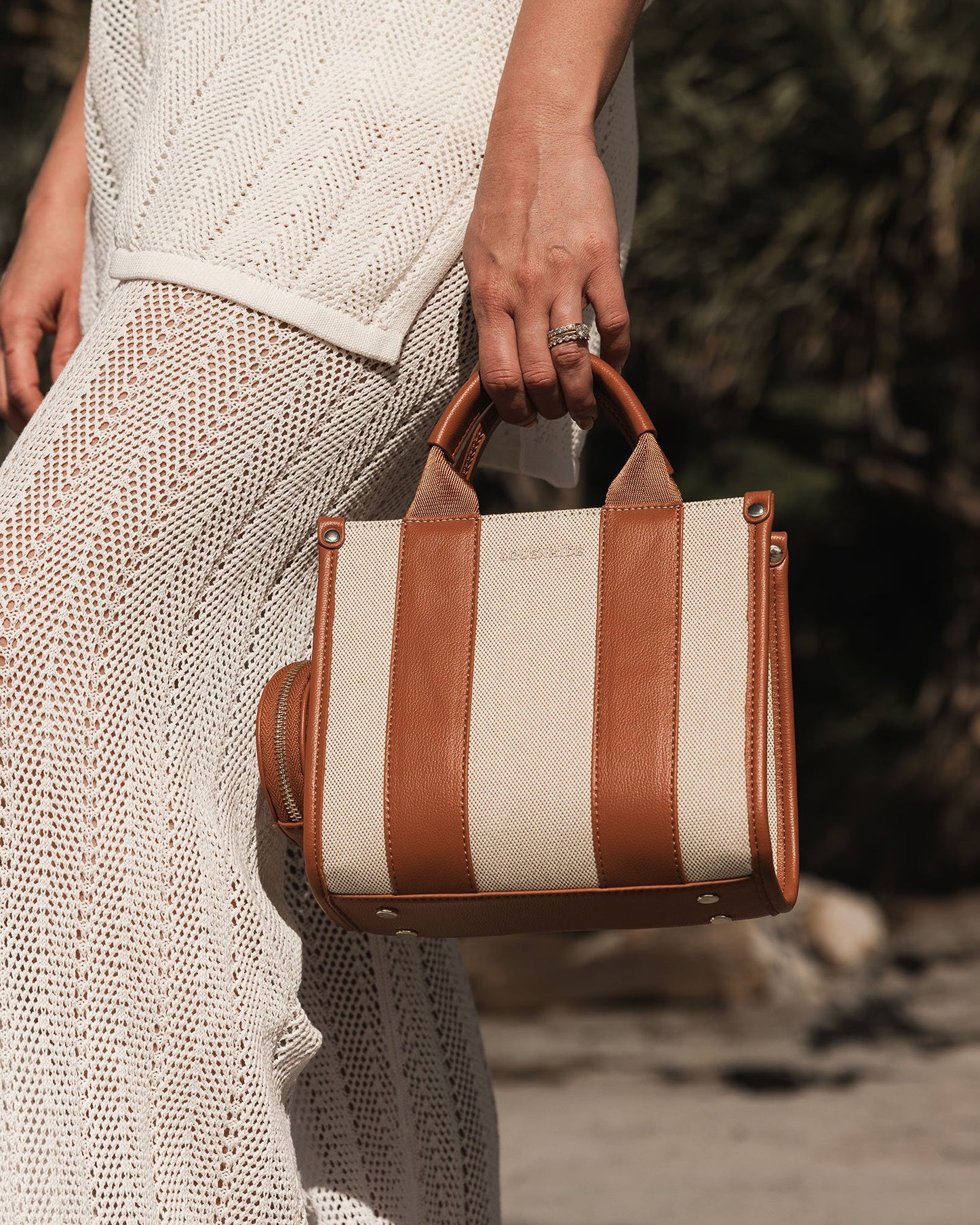 Manhattan Mini Tote Bag - Natural Tan Canvas