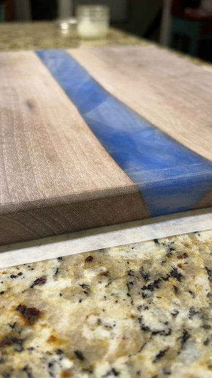 "Midnight Tide & Walnut" Charcuterie Board w/ Epoxy