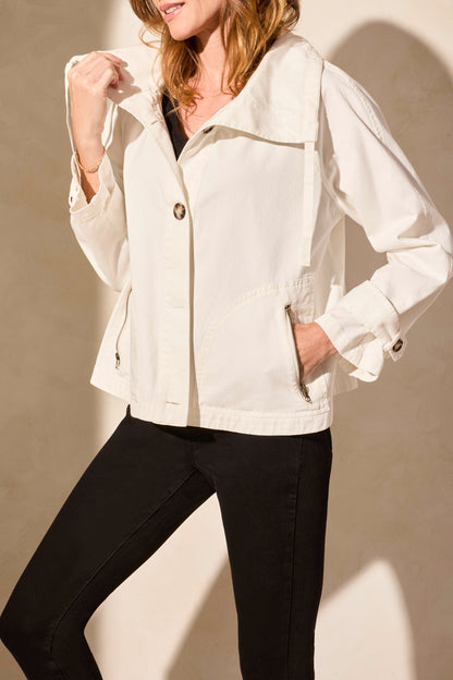 Long Sleeve Button Front Coat 2179O-White