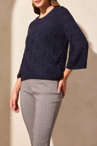 3/4 Bell Sleeve Sweater 2079O - Jet Blue