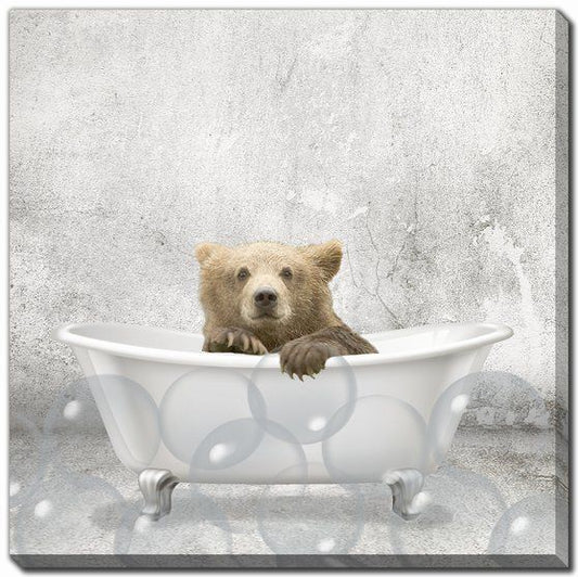 Baby Bear Bath 18x18 CE328