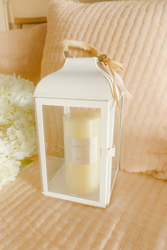 White Metal Lantern Small 8x4"