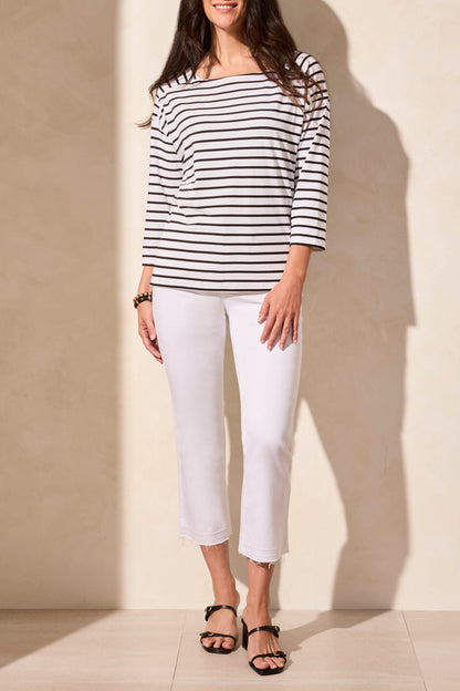 3/4 Sleeve Boat Neck Top 2088O-Jet Black
