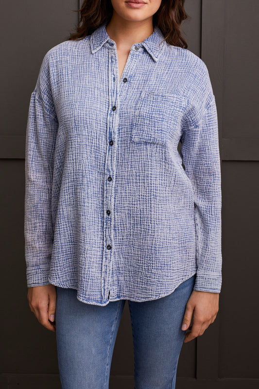 Waffle Button Up 7940O Blue Jay