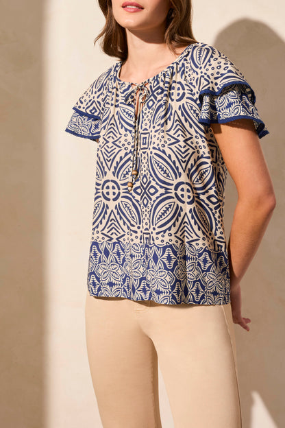 Flutter Sleeve Blouse 2163O - Safari