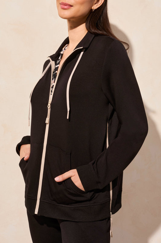 Long Sleeve Mock Neck Cardigan 2064O-Black