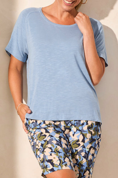 Short Sleeve Crew Neck Top 2052O-Scuba Blue