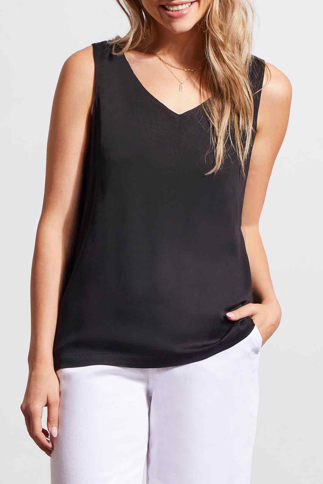 REVERSIBLE V-NECK CAMI-BLACK/WHITE 7265O-1434