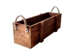 Rectangular Wood Box w/ jute handles  CBX765T