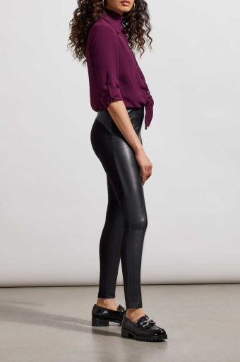 7522O-4650VEGAN LEATHER COMBINATION LEGGINGS-BLACK