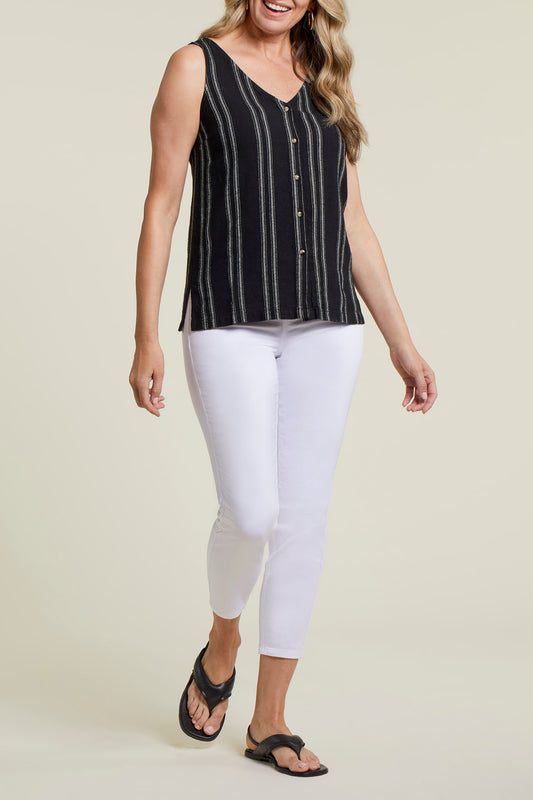 Flowy Button Down Cami 7719O blkwht