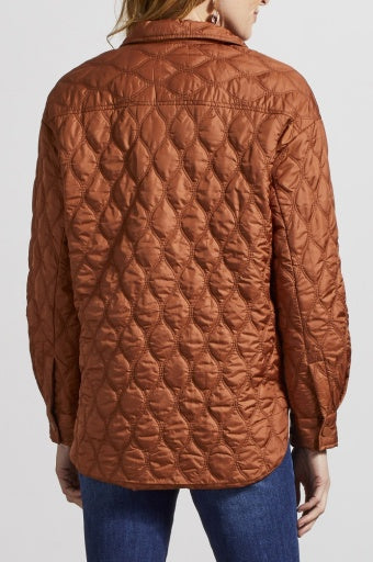 7963O-4895QUILTED SNAPPED FRONT SHACKET-MOCHA