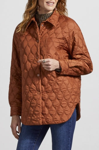 7963O-4895QUILTED SNAPPED FRONT SHACKET-MOCHA
