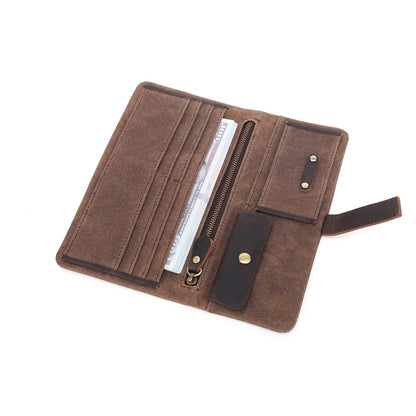 Waxed Canvas Long Wallet W3003 Brown