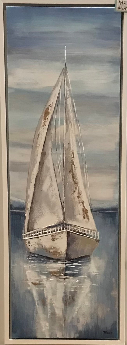 Sailboat Oil Painting 16" x47"