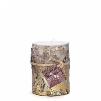 Wht Log Motif Pillar Candle 3x5.5